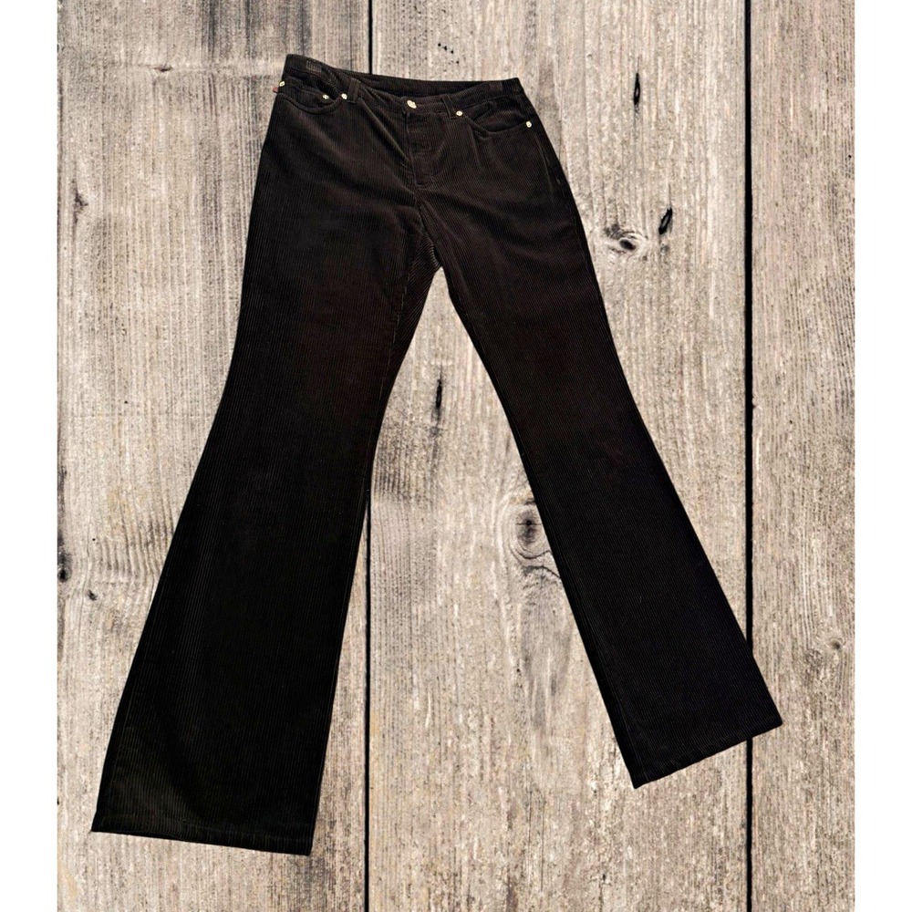 Ralph Lauren Women's Black Corduroy Bootcut Pants Size 6 Stretch Y2K